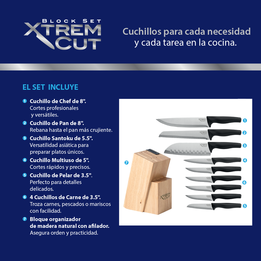 Xtrem Cut Block Set 10 pz c/ Afilador