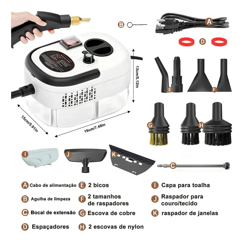 Limpiador A Vapor Presión 2500w Portátil